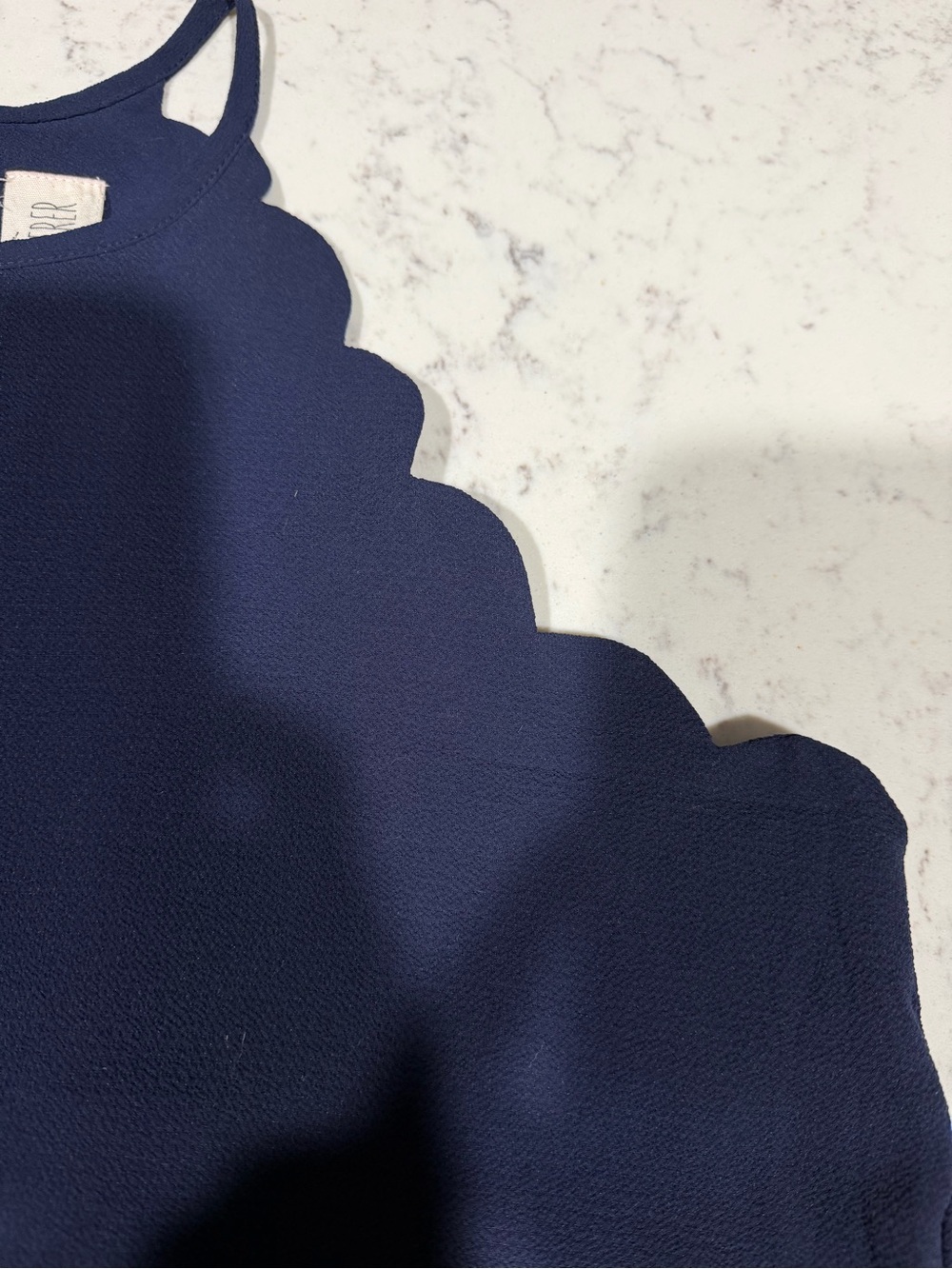Sweet Wanderer Navy Scallop-Edge Camisole Tank - Picture 3 of 5